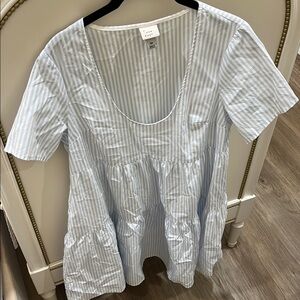 A New Day White Pleated Mini Dress Short Sleeve